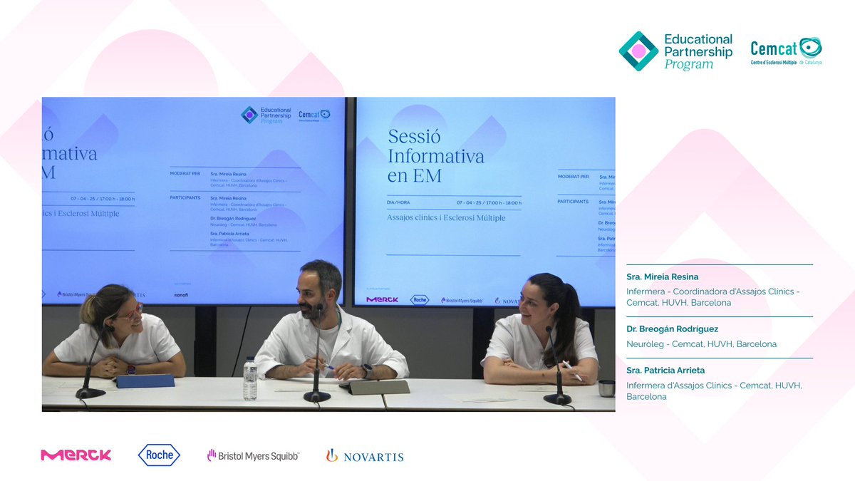 Gràcies a tots per participar a la sessió sobre assajos clínics d'ahir!

🗓️ El 19 de maig a les 17:00 h tindrà lloc la propera Sessió Informativa, dedicada a la relació entre el tabac i l’Esclerosi Múltiple, com a prèvia del Dia Mundial Sense Fum (31 de maig). 🚭

Ponents:
Susana