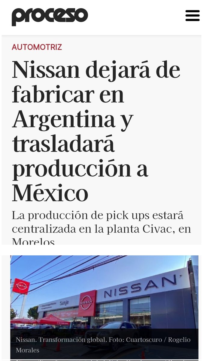 catrina_nortena's tweet photo. #LaMañaneraDelPueblo 
🚨 NISSAN SE VA DE LA ARGENTINA LIBERTARIA de @JMilei Y SE VIENE AL MÉXICO PROGRESISTA de @Claudiashein 

Me encantan los finales felices... https://t.co/Hr79lMxlZX