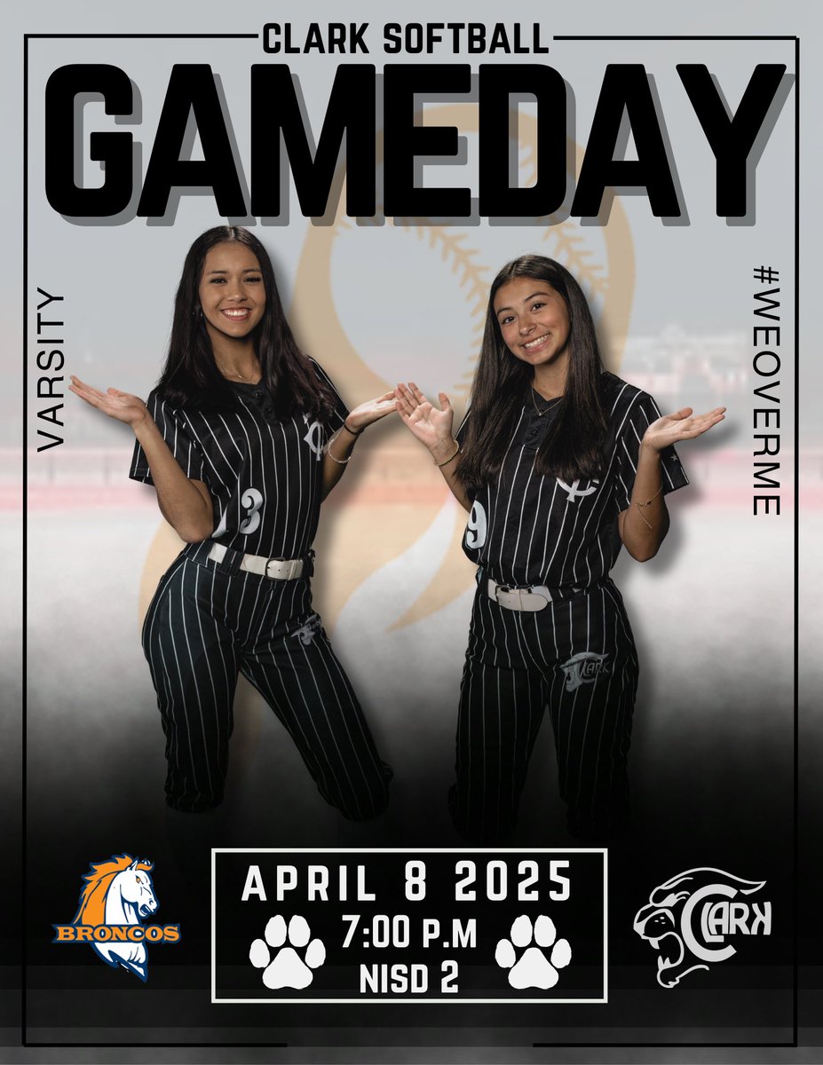 Clark Softball (@clarksoftball) on Twitter photo YOU KNOW WHAT DAY IT IS….
GaMe DaY BaBy Ballas!!
🔥💪🐾🖤🤍🖤🥎
📍NISD 2
⏱️ 7:00 PM
#WeOverMe
<a href="/NISDClark/">Tom C. Clark HS</a> <a href="/CoachHalli/">Becca Halliburton</a> <a href="/clarkcoachkelly/">Coach Kelly</a> <a href="/jordangoins07/">Coach Jo</a> <a href="/TCClark_Ath/">Clark HS Athletics</a> <a href="/CougarsPTSA/">Tom C. Clark PTSA</a> <a href="/HobbyGirlsATH/">Hobby Girls’ Athletics</a> <a href="/rawlinson_msg/">Rawlinson Girls' Athletics</a> <a href="/ClarkTxLib/">Clark HS Library</a> <a href="/ClarkCounsDept/">Clark Counselors</a> <a href="/ClarkHSTrainers/">Clark Athletic Training</a> YOU KNOW WHAT DAY IT IS….
GaMe DaY BaBy Ballas!!
🔥💪🐾🖤🤍🖤🥎
📍NISD 2
⏱️ 7:00 PM
#WeOverMe
<a href="/NISDClark/">Tom C. Clark HS</a> <a href="/CoachHalli/">Becca Halliburton</a> <a href="/clarkcoachkelly/">Coach Kelly</a> <a href="/jordangoins07/">Coach Jo</a> <a href="/TCClark_Ath/">Clark HS Athletics</a> <a href="/CougarsPTSA/">Tom C. Clark PTSA</a> <a href="/HobbyGirlsATH/">Hobby Girls’ Athletics</a> <a href="/rawlinson_msg/">Rawlinson Girls' Athletics</a> <a href="/ClarkTxLib/">Clark HS Library</a> <a href="/ClarkCounsDept/">Clark Counselors</a> <a href="/ClarkHSTrainers/">Clark Athletic Training</a>