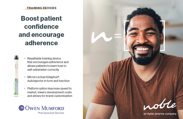 NoblePharma's tweet photo. Empower your patients with the right training tools. Noble, in collaboration with Owen Mumford, offers a resettable Aidaptus® Autoinjector training device, providing patients with the opportunity to practice, build confidence and improve adherence. https://t.co/1AJ0LFHTYH