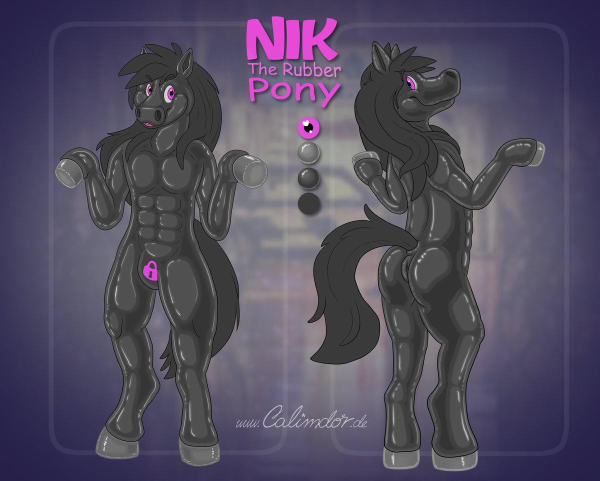 A very special ref sheet :/3, Nik the Rubber Pony ;3.