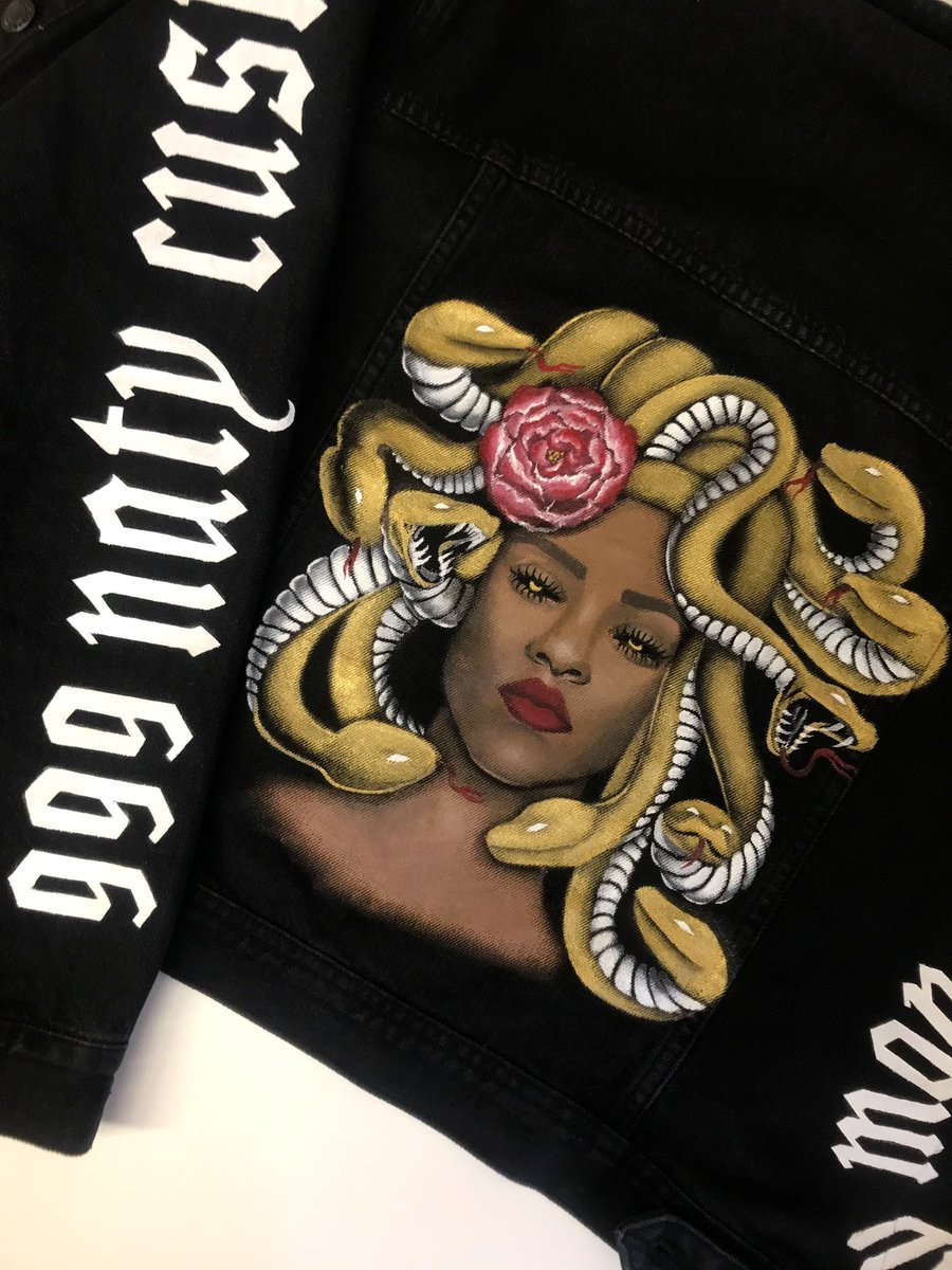 NATY_NFT's tweet photo. Custom painted jacket by me 

 #handpainting #rihanna https://t.co/F1pK0E5vk6