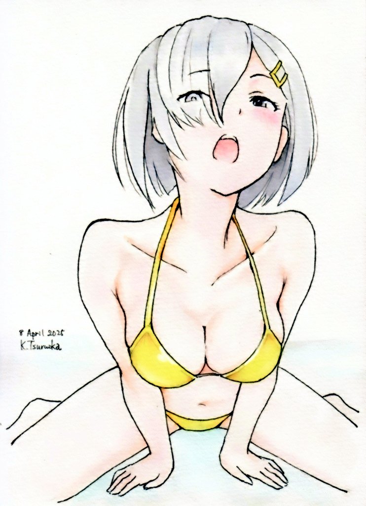 艦これ「艦これ 浜風とにかく勢いで描いた。金色のものを持ってると金運があがるらしい。いい」|Kaz Tsuruokaのイラスト