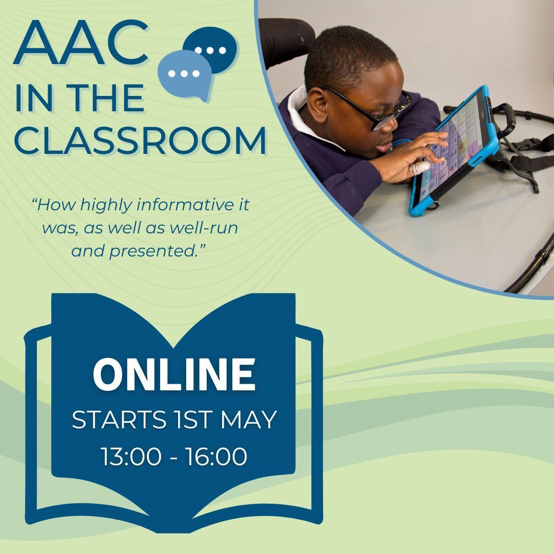 AceCentre's tweet photo. NEXT MONTH!

Perfect for teachers and teaching staff, AAC In The Classroom is a great insight into strategies to use AAC systems in learning environments, without losing a focus on curriculum needs 🏫

📅 Starts 1st May
🕰️ 13:00-16:00
🔗 https://t.co/3fk9qE7Kmt

#aac #altcomm #AT https://t.co/zLQHjNZhMN