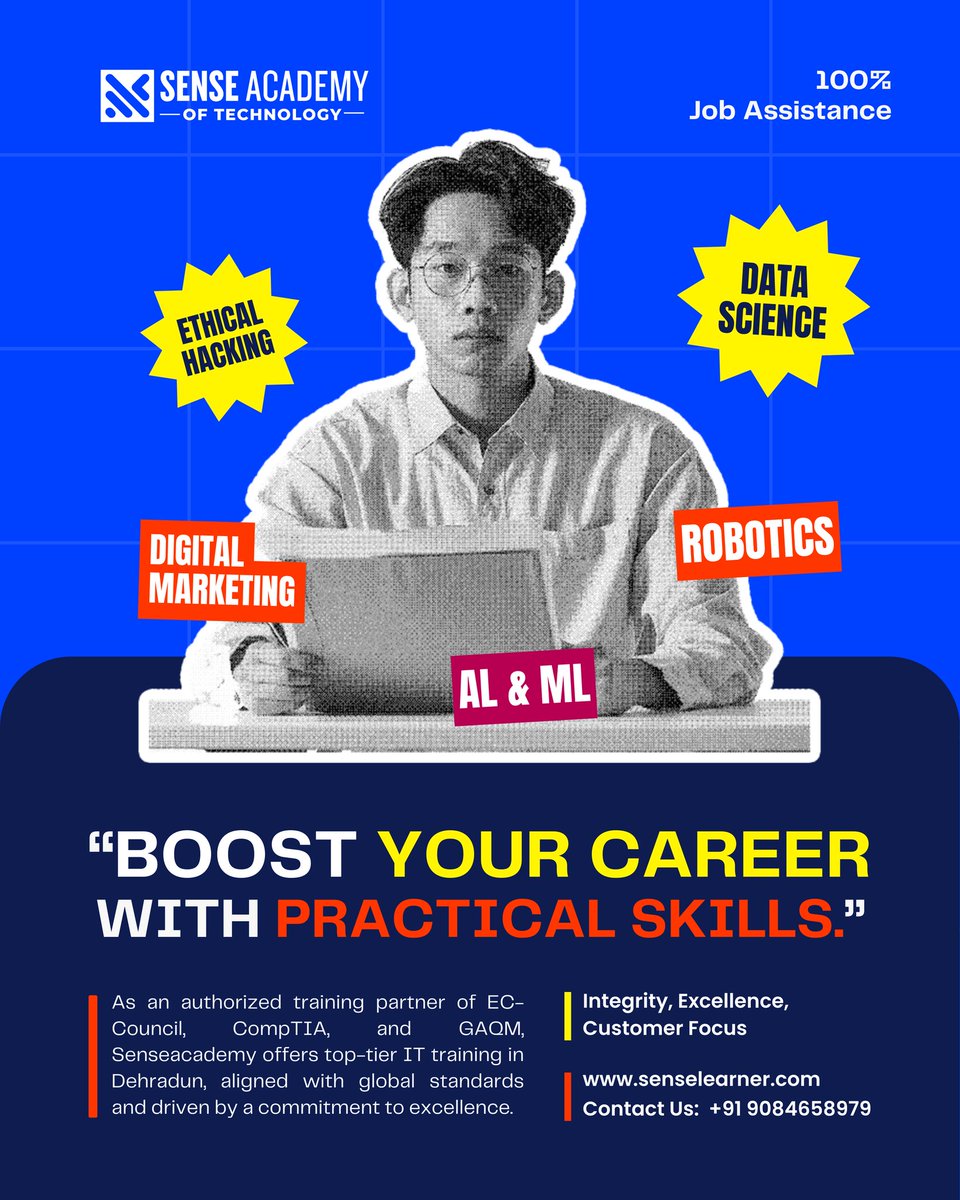 senseacademy1's tweet photo. Unlock your tech potential with Senseacademy of Technology!
Gain hands-on skills and 100% job assistance to supercharge your career.
#datasciencecourse #ethicalhackingcourse #MachineLearning #Robotics #CareerGrowth #jobassistance #learntech #senseacademyoftechnology https://t.co/zCFKfVMGbM