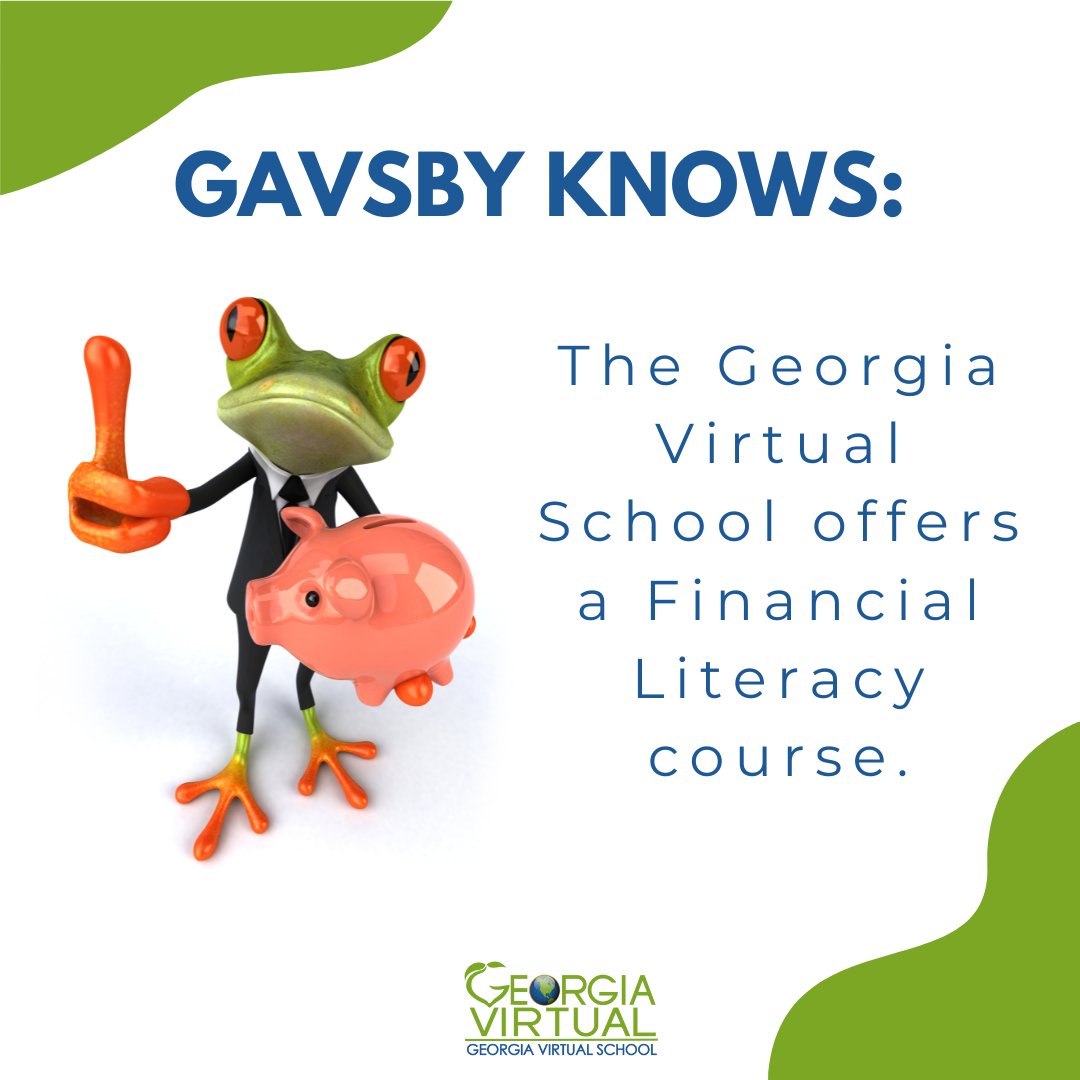 April is Financial Literacy month &amp; our mascot Gavsby knows that GaVS offers a Financial Literacy course. 

The course content can be viewed as part of Georgia Virtual Learning Shared Resources at gavirtual.instructure.com/courses/2880.

Visit gavirtualschool.org for students to sign up.