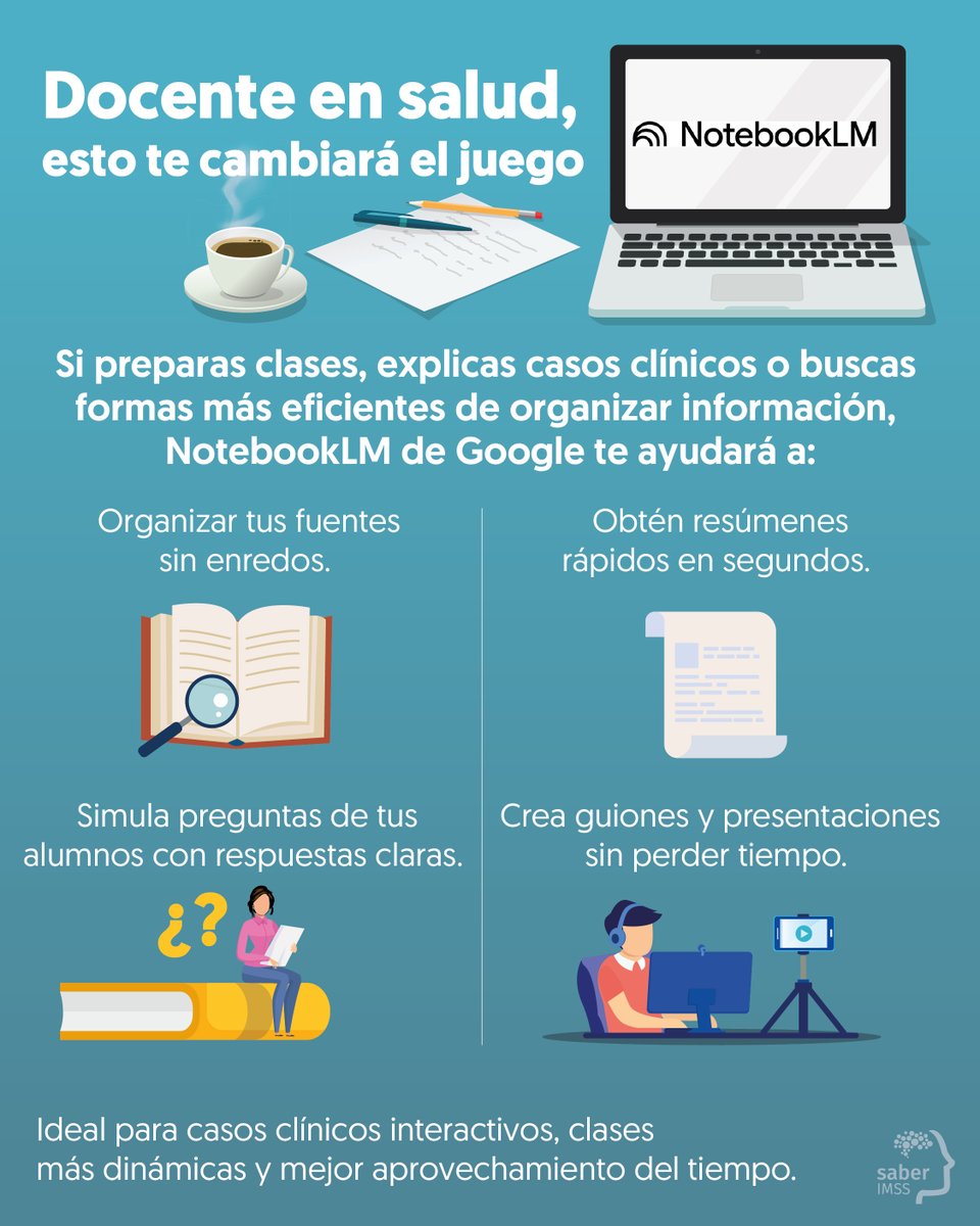 Saber_IMSS's tweet photo. 📚💡 ¡Atención #DocentesIMSS!
Durante una investigación, sintetizar la información es clave para comprender mejor el contenido.
🔎 Con 𝐍𝐨𝐭𝐞𝐛𝐨𝐨𝐤𝐋𝐌, una herramienta de Inteligencia Artificial, puedes generar resúmenes en texto o audio de los materiales que consultes✨ https://t.co/oq7nRxOnQf