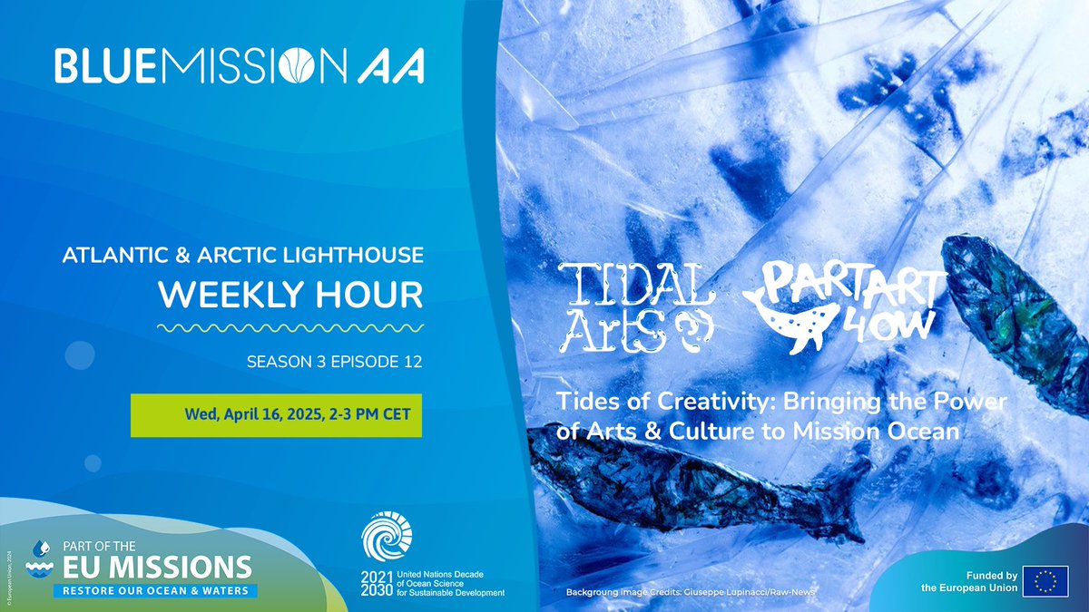 BlueMissionAA (@bluemissionaa) on Twitter photo π
Join us Wednesday, April 16 for "Tides of Creativity: Bringing the Power of Arts & Culture to Mission Ocean"
Discover how <a href="/TidalArts_/">TIDAL ArtS</a> and PartArt4OW are transforming citizen-research-art collaborations and offering new ways to connect with our oceans!
πbit.ly/3FSU21F π
Join us Wednesday, April 16 for "Tides of Creativity: Bringing the Power of Arts & Culture to Mission Ocean"
Discover how <a href="/TidalArts_/">TIDAL ArtS</a> and PartArt4OW are transforming citizen-research-art collaborations and offering new ways to connect with our oceans!
πbit.ly/3FSU21F