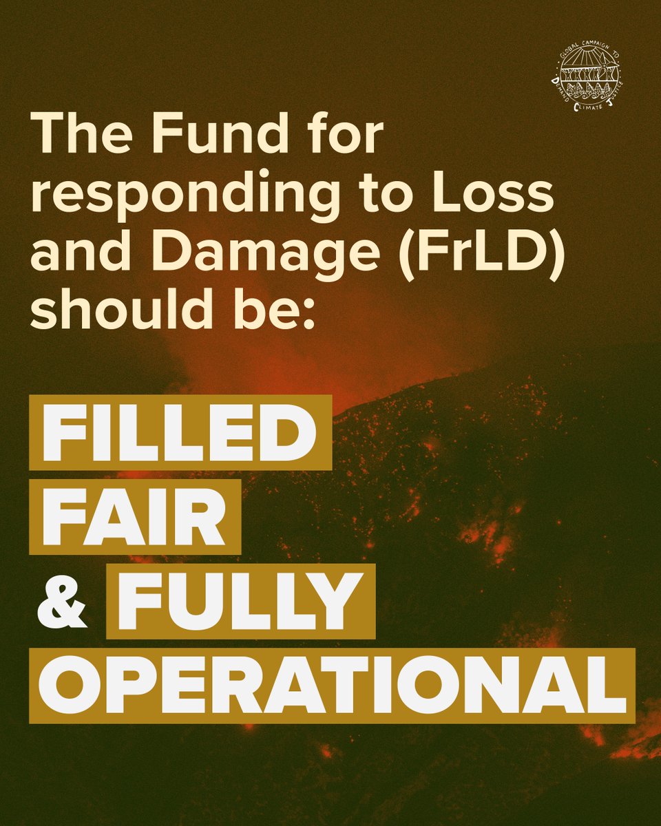 The Fund for responding to #LossAndDamage should be ✅filled adequately with grants, ✅fair in its disbursement to all affected Global South countries and communities, and ✅fully operational commensurate with the scale and urgency of the climate crisis.

#FillTheFund now!