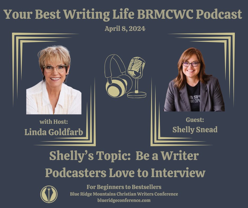 BRMCWC's tweet photo. Excited to welcome Shelly Snead today on Your Best Writing Life Podcast! Hope you’ll check it out. You can find all episodes on our website with the link in our Bio!

#brmcwc #yourbestwritinglife #BRMCWCpodcast @stop2pray @edwinaperkins @tickledpinktam @Lindagoldfarb https://t.co/z9sxFGPc8m