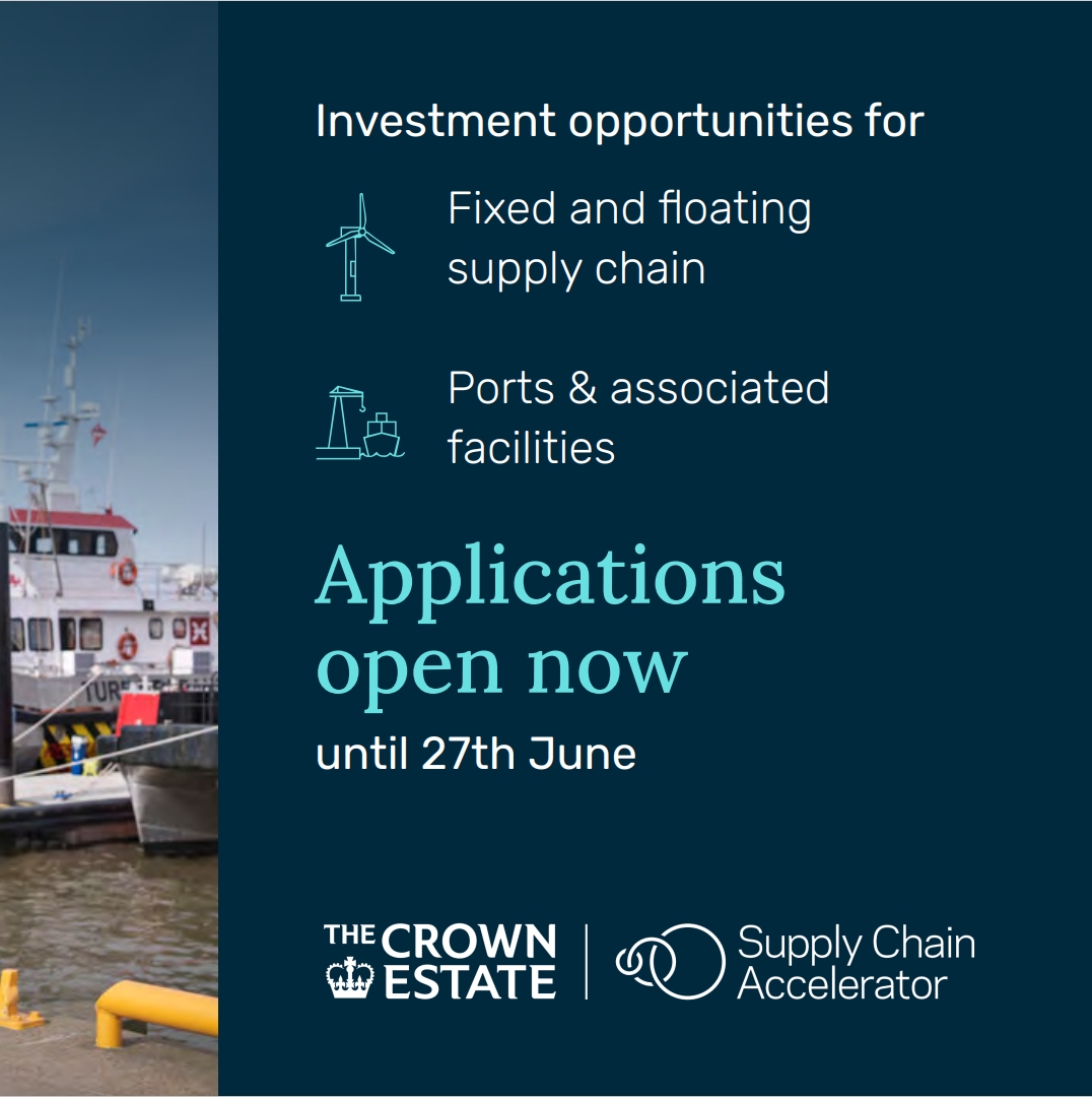 Invest Aberdeen (@invest_aberdeen) on Twitter photo The second round of <a href="/TheCrownEstate/">The Crown Estate</a> Supply Chain Accelerator is now live.
Applications are now open for businesses to apply for up to £1.5m in funding for their projects to support the offshore wind supply chain.
Find out more about the fund here: bit.ly/43JqOfB The second round of <a href="/TheCrownEstate/">The Crown Estate</a> Supply Chain Accelerator is now live.
Applications are now open for businesses to apply for up to £1.5m in funding for their projects to support the offshore wind supply chain.
Find out more about the fund here: bit.ly/43JqOfB