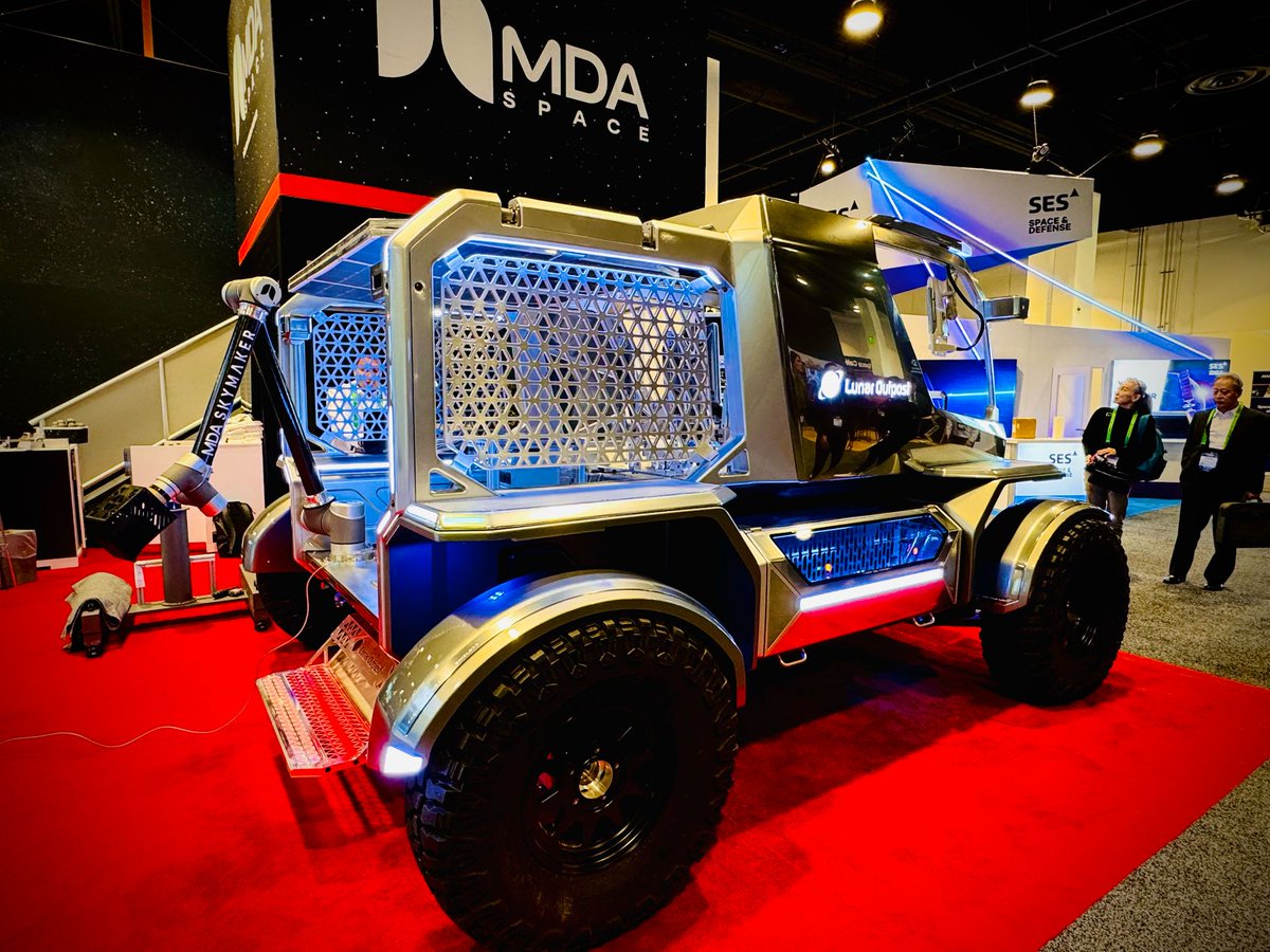 MDA_space's tweet photo. The rover is in the building!
We’re thrilled to feature @LunarOutpostInc’s Lunar Terrain Vehicle, equipped with a cutting-edge MDA SKYMAKER robotic arm. Visit us at booth 1341 to learn more!
#MDASKYMAKER #DrivingArtemis https://t.co/6QUZiEndQs