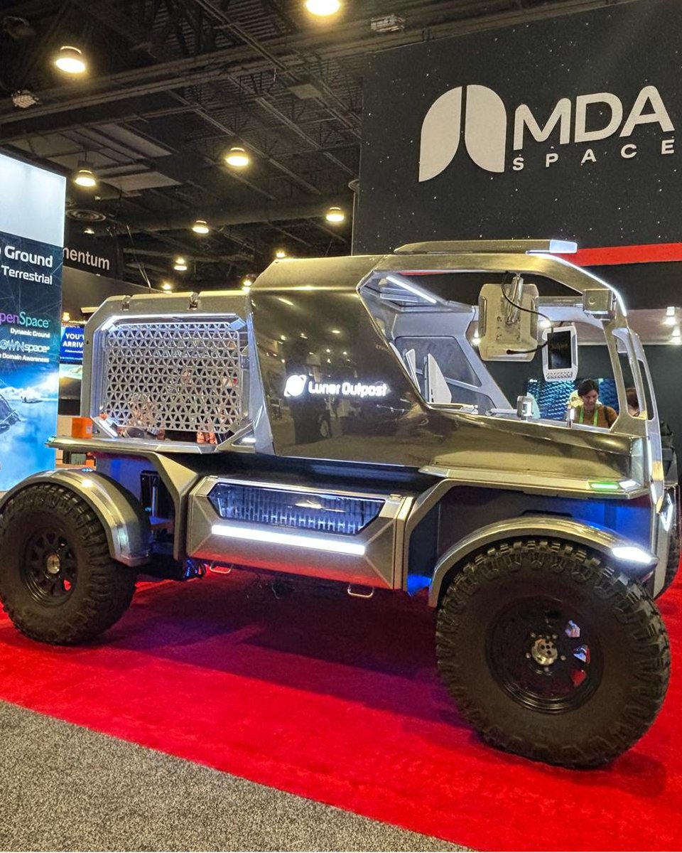 MDA_space's tweet photo. The rover is in the building!
We’re thrilled to feature @LunarOutpostInc’s Lunar Terrain Vehicle, equipped with a cutting-edge MDA SKYMAKER robotic arm. Visit us at booth 1341 to learn more!
#MDASKYMAKER #DrivingArtemis https://t.co/6QUZiEndQs
