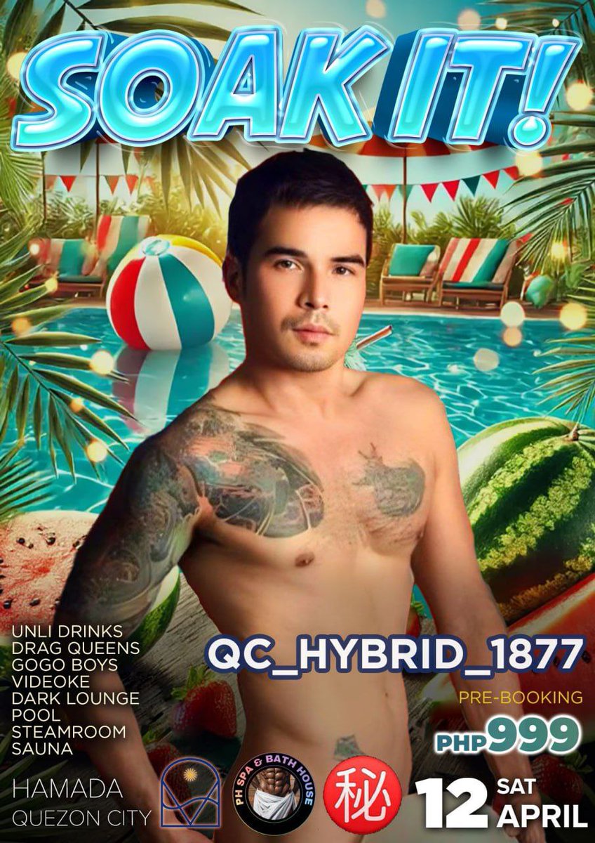 ๐ช๐ปHYBRID_QC ๐ช๐ป (@qc_hybrid_1877) on Twitter photo ๐ฅSummer is going to get hotter
on April 12... ๐ฅ
Alluring, Dazzling, Sizzling
Performances in not just 1
but 3 shows
SOAK IT !
April 12, Saturday
at <a href="/HamadaWellness/">Hamada Massage and Wellness Spa</a>
by <a href="/A28Himitsuno/">HimitsunoA28</a> and
PH Spa & Bathhouse <a href="/McPH_4/">Dice Spica</a>
<a href="/HamadaWellness/">Hamada Massage and Wellness Spa</a> ๐ฅSummer is going to get hotter
on April 12... ๐ฅ
Alluring, Dazzling, Sizzling
Performances in not just 1
but 3 shows
SOAK IT !
April 12, Saturday
at <a href="/HamadaWellness/">Hamada Massage and Wellness Spa</a>
by <a href="/A28Himitsuno/">HimitsunoA28</a> and
PH Spa & Bathhouse <a href="/McPH_4/">Dice Spica</a>
<a href="/HamadaWellness/">Hamada Massage and Wellness Spa</a>