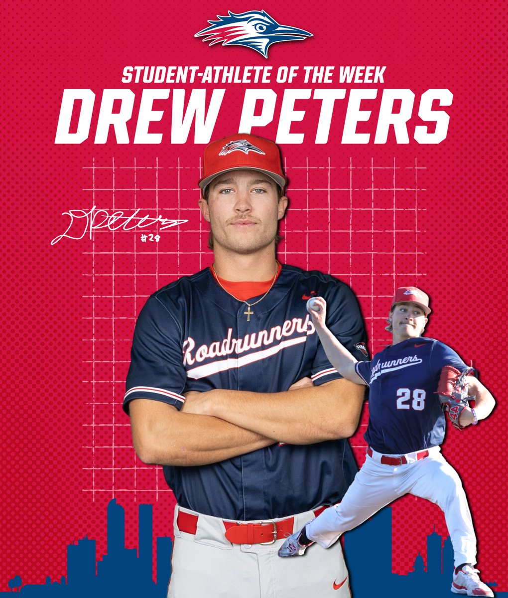 Okay Roadrunners, it's finally time to announce the Student-Athlete of the Week! 🤩

And the winner is...🥁

It's <a href="/MSUDenverBSB/">MSU Denver Baseball</a>'s Drew Peters!

Solid day on the mound - great work, Drew! 👏

#GetRowdy🔴🔵