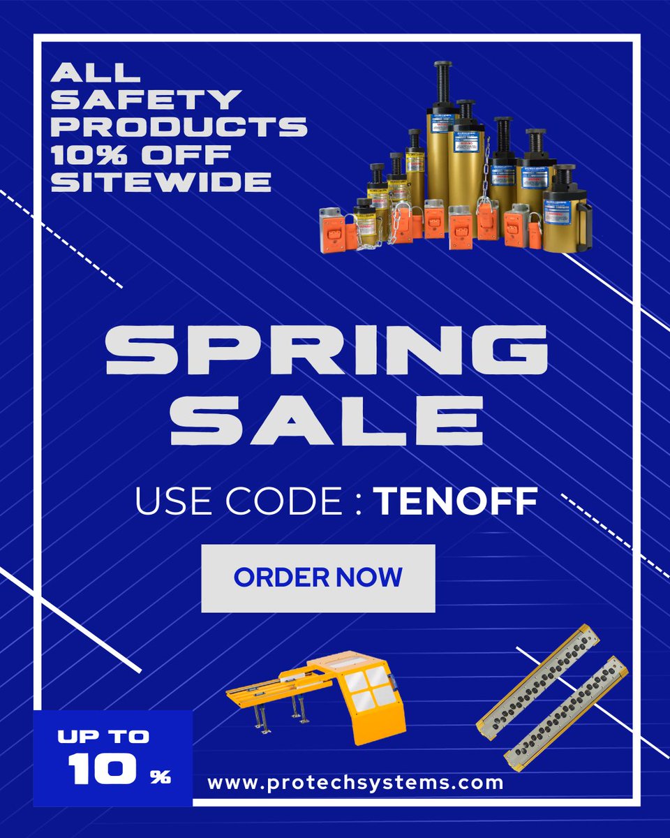 Safetyprotech's tweet photo. Take advantage of our Spring Sale! Now through April 30th get 10% off sitewide! 
#machinesafety #machineguarding #machineguards #OSHA #machine https://t.co/vta6FD4AhH