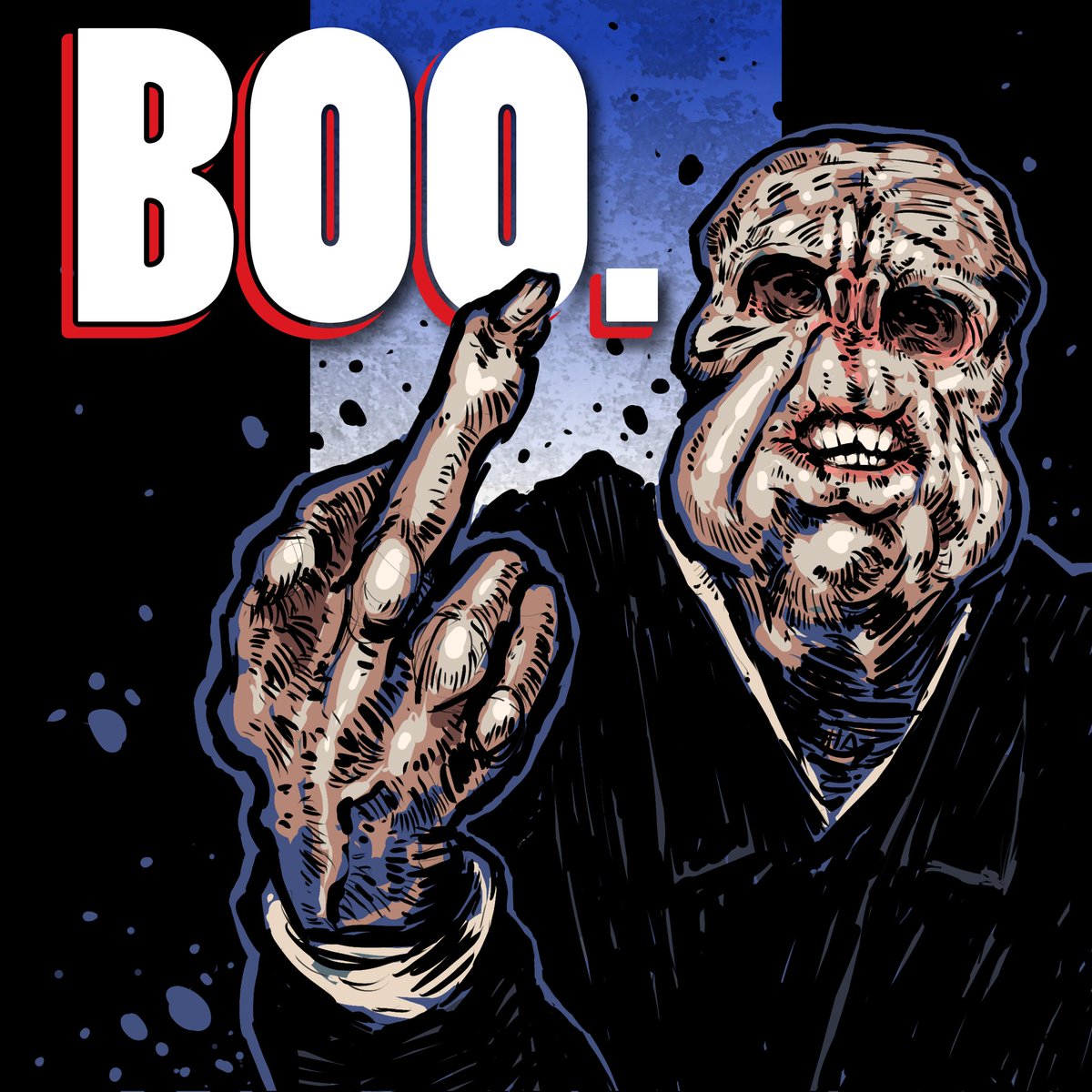 Dereks don't run.
📽 BAD TASTE (1987)
🎲 LET'S EAT
🎲 HORROR ICON
🎨 #davidbaldwinart 
#RandomHorror9 #RNGHPN9 #randomnumbergeneratorhorrorpodcastno9 #badtaste
