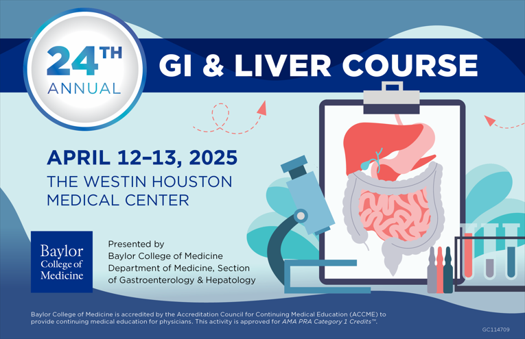 Need plans for this weekend? Look no further!

You can still register for our annual #GI and #liver course! Join us either in-person at the Westin Houston Medical Center or via Zoom.

This session will discuss clinical guidelines and pearls of wisdom!

cpd.education.bcm.edu/content/gi-liv…