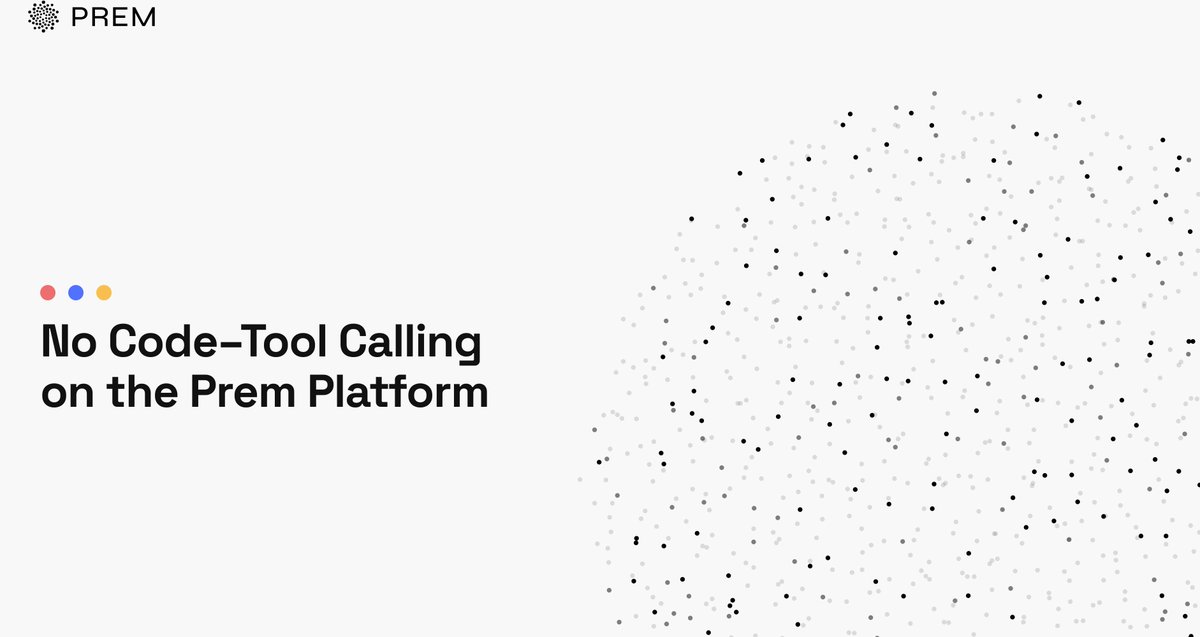 premai_io's tweet image. Modern AI systems can now perform actions, not just generate text responses. With PREM No Code #ToolCalling, your AI can schedule meetings, post messages, update databases, and more, all without extensive coding or complicated JSON schemas.

Read more here:…