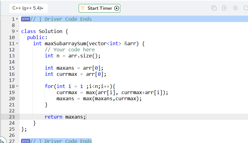 KrakenNakul's tweet photo. Day 10 of #gfg160 #geekstreak2025:
Crushed it with Kadane’s Algorithm! ⚡️ Found the max subarray sum like a pro—turning negatives into a positive total win! 💪📈
#DSA #Coding #ProblemSolving #KadanesAlgorithm #GeekStreak2025 https://t.co/enhFhujool