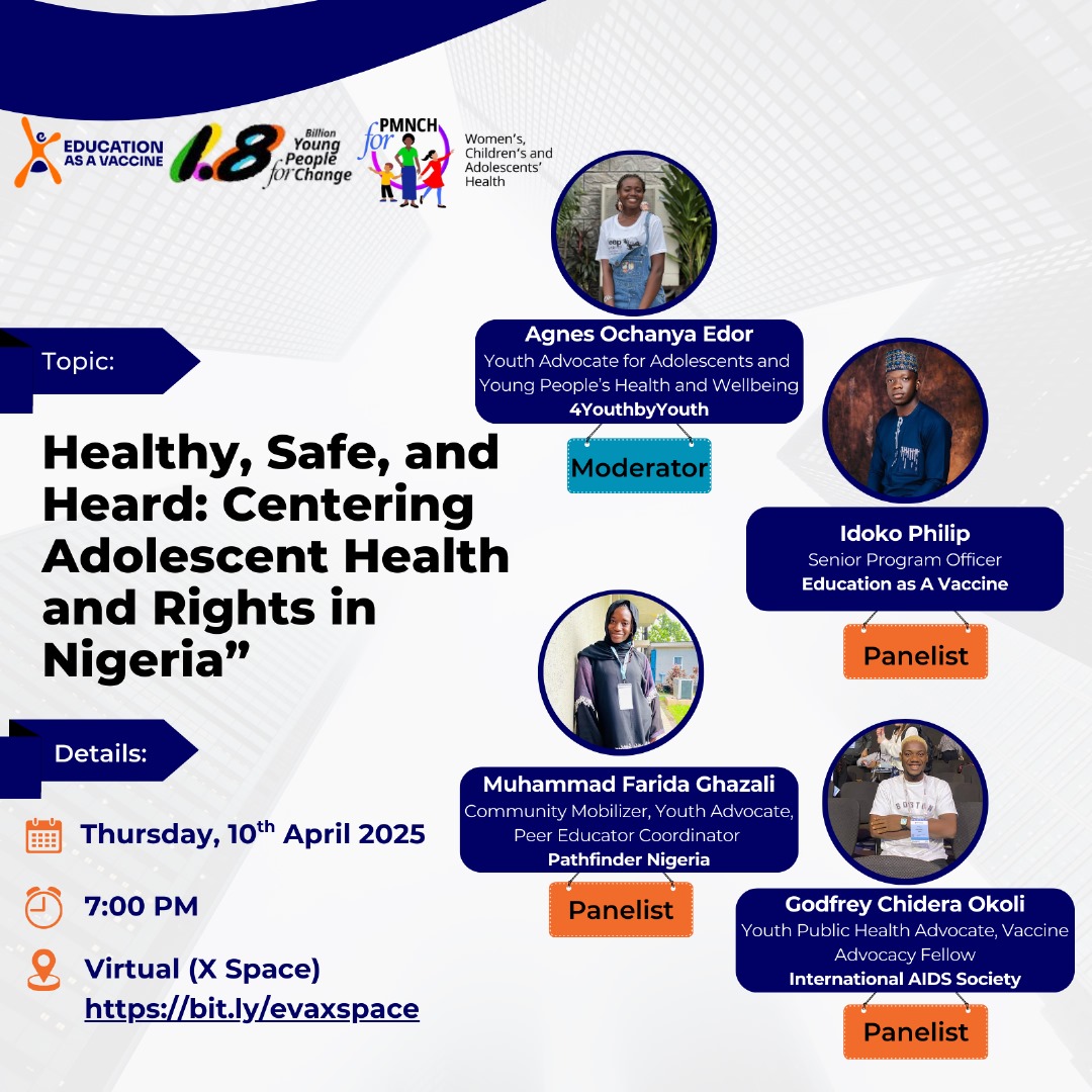 Join the conversation this World Health Day! 🚨

Adolescent health goes beyond physical well-being. It includes mental, emotional &amp; social health, empowering young people to thrive. 🧠💪
#1point8 #AdaptingTheAAA49ja #AAA49jaYouths #WorldHealthDay2025 #HealthyYouthsNaija
