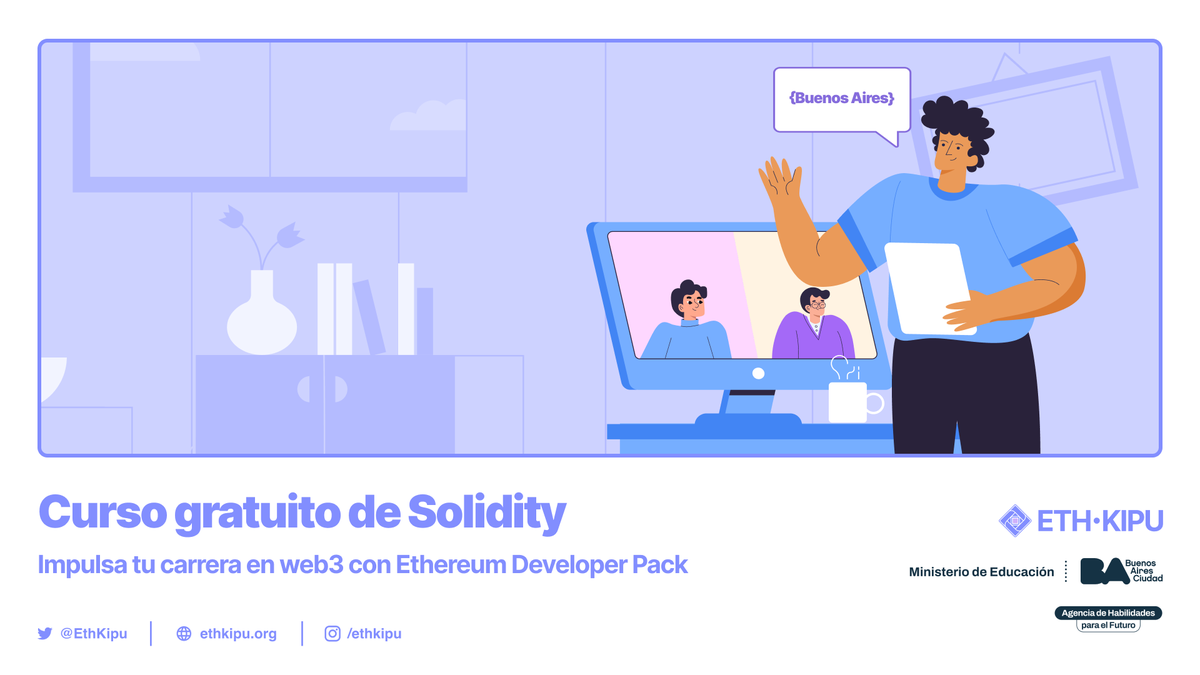 🌐 ¡Aprende a programar en la Computadora Mundial de Ethereum con un curso gratuito y online!

📢 Lanzamos el "Ethereum Developer Pack" en el programa Talento Tech de <a href="/EducacionBA/">Ministerio de Educación de Buenos Aires Ciudad</a>.  

✅ ¡Regístrate ahora y comienza tu carrera como desarrollador de Solidity!

Inscripciones 👇