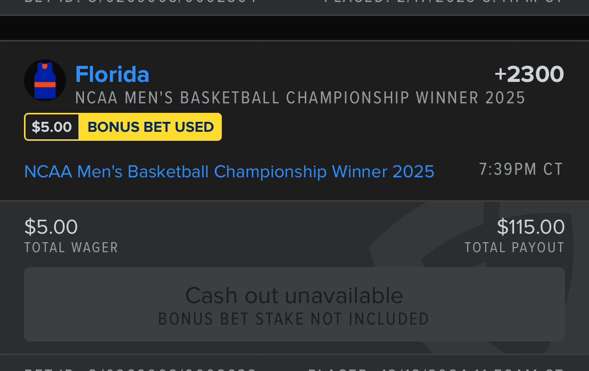 Better___Bett0r's tweet photo. What a way to cap off the season man. Wow. Go fucking gators 

Full season recap coming next 

#CBB #GamblingTwitter https://t.co/V07eehzg6v