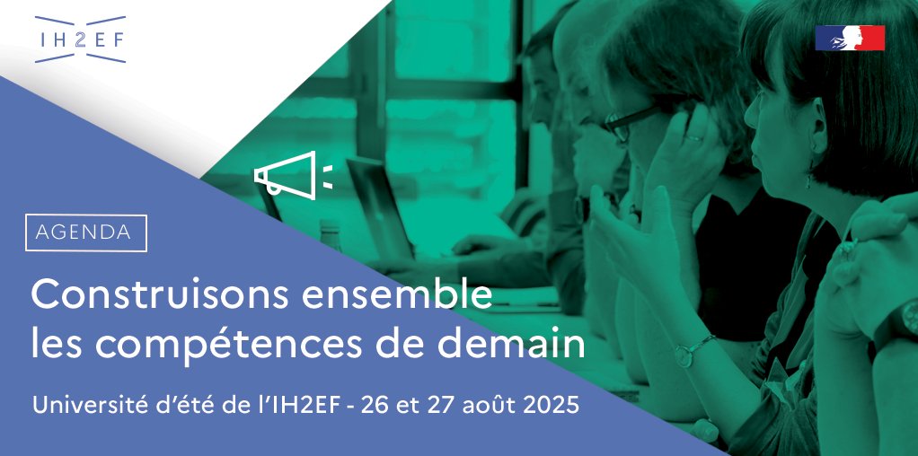 📢La première université d'été de l'<a href="/IH2EF/">IH2EF</a> aura lieu les 26 et 27 août à Poitiers.
Son thème : Construisons ensemble les compétences de demain
➡️Une ambition que nous portons tous et toutes, et qui doit nous rassembler
🔗Infos et préinscription : ih2ef.gouv.fr/universite-det…