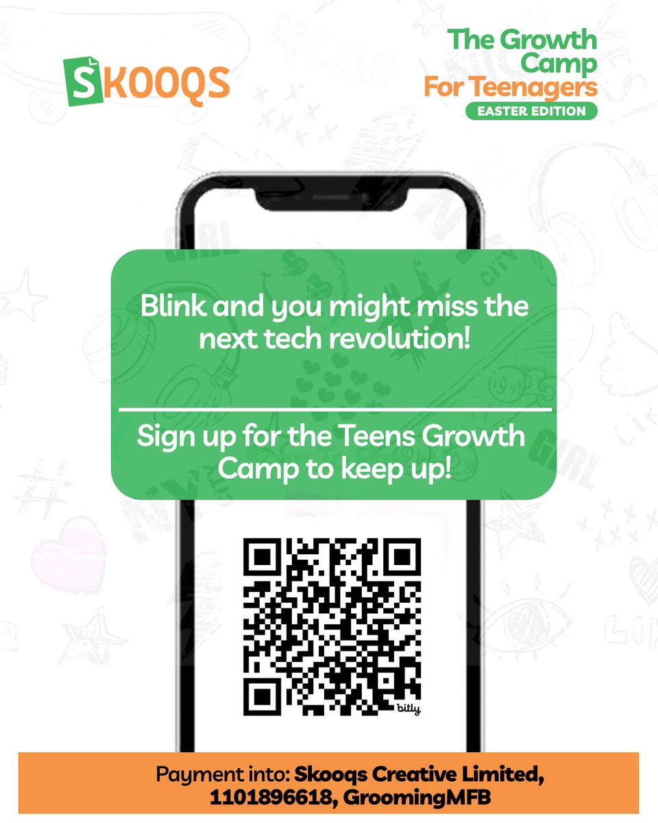 Learn a Digital Skills this Easter Holiday.

Join Growth Camp for Teens - Easter Edition
•Fitness Drills
• Movie Night
• CampFire night
•Photography
• Graphics Design
•Video Editing
•Web Development
• Community Impact Project

Hurry and Register

#skooqs #growthcamp