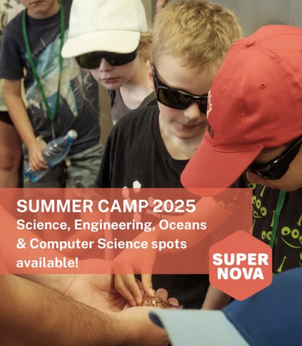 Summer camp registration is filling up quick, but we still have room for more! Give your kids a summer they won't forget - themes include science, eng., oceans &amp; computer science! supernova.dal.ca/education-and-… Register today, for kids entering gr 1 - 9 in fall 2025! ☀️