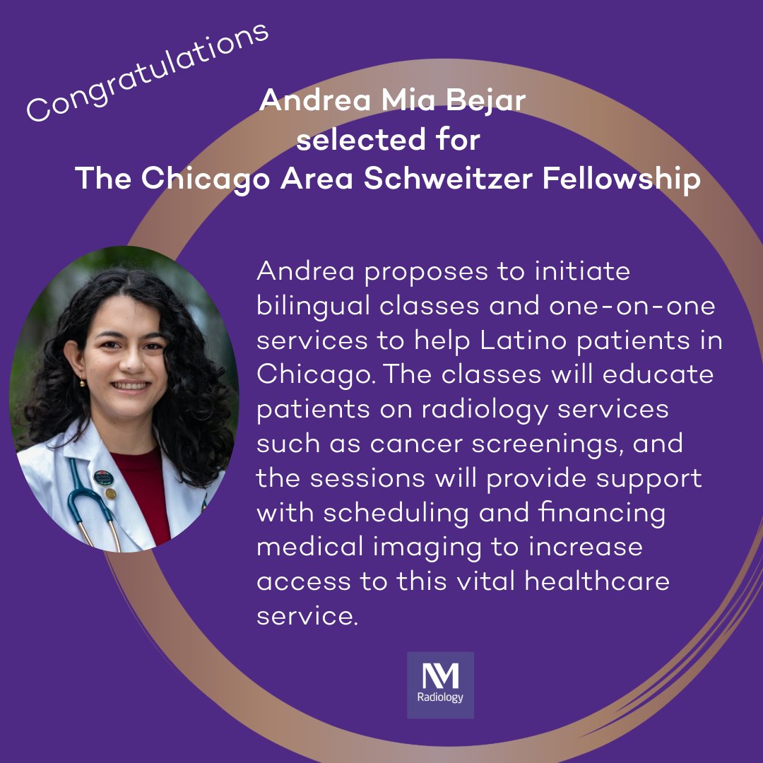 Northwestern Radiology (@nuradiology) on Twitter photo We are proud to announce that Andrea Bejar, a research fellow in the Bagci lab, has been accepted for the 2025-26 cohort of the Chicago Area Schweitzer Fellowship. Congratulations, Andrea! <a href="/ulasbagci/">ulas bagci</a> We are proud to announce that Andrea Bejar, a research fellow in the Bagci lab, has been accepted for the 2025-26 cohort of the Chicago Area Schweitzer Fellowship. Congratulations, Andrea! <a href="/ulasbagci/">ulas bagci</a>