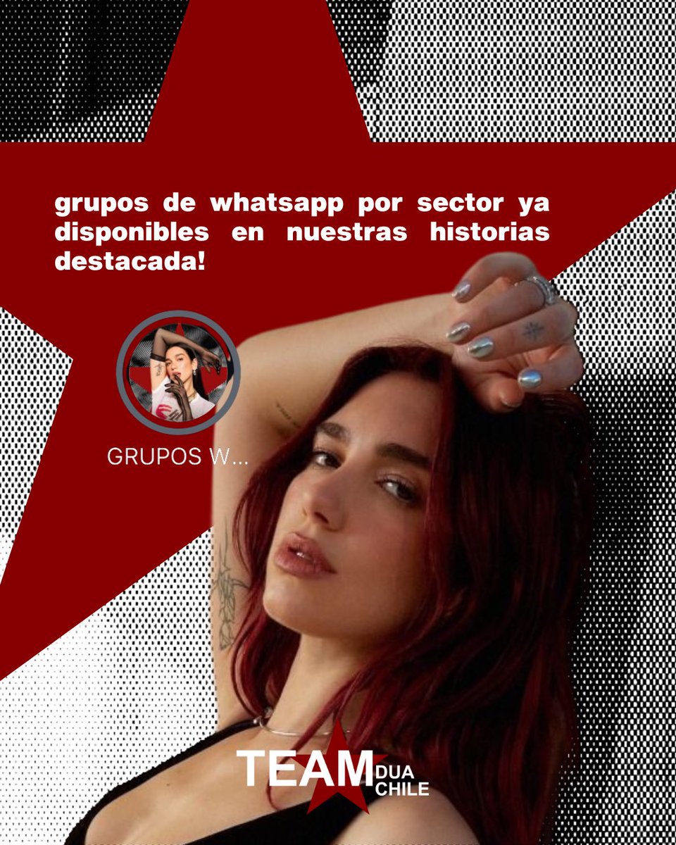teamduachile's tweet photo. ¿Ya tienes tu entrada para el Radical Optimism Tour Chile? 🪩🎫
¡Únete a nuestros grupos de WhatsApp por sector y organiza tu experiencia con otros fans como tú!

Los links están disponibles en nuestras historias destacadas bajo “GRUPOS WSP”.

Conectémonos, coordinémonos y vivamos este show como se debe: juntxs.

#TeamDuaChile #DuaLipaChile #RadicalOptimismTour