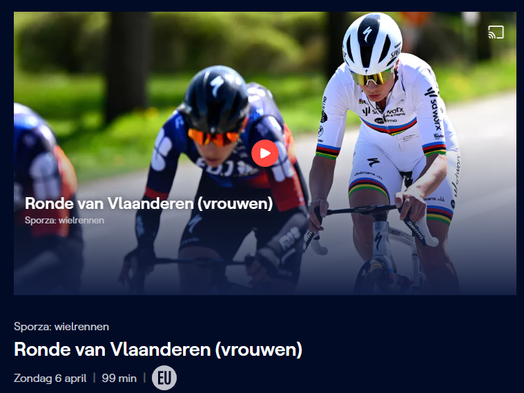 DutchDisruption's tweet photo. is dit serieus @VRT 

uitzending schakelt naar andere zender en de stream stopt dan maar gewoon??

#vrt #wielrennen #ParisRoubaix #ParisRoubaixFemmes  #vrtwielrennen https://t.co/Ik7uzvnQdc