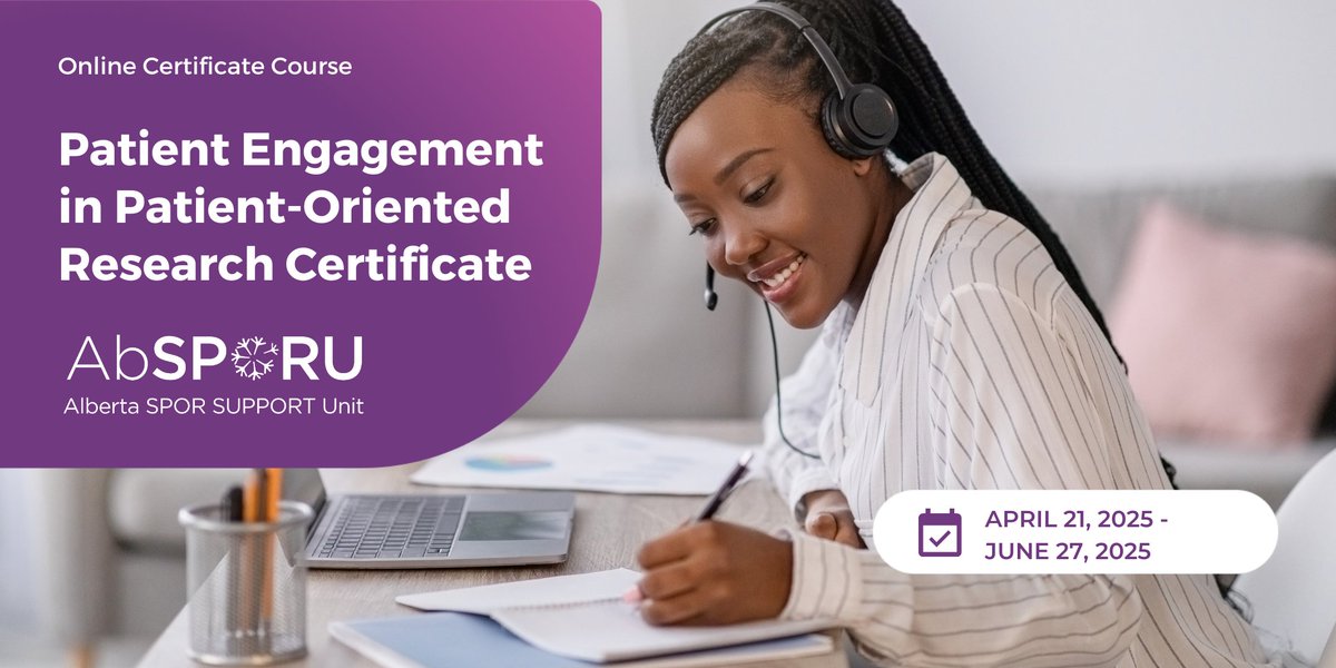 Engaging patients as research partners is fundamental to patient-oriented research. The Patient Engagement in Patient-Oriented Research Certificate course introduces key concepts, methods, &amp; strategies for engaging patients as partners. Reg here: shorturl.at/t5aje