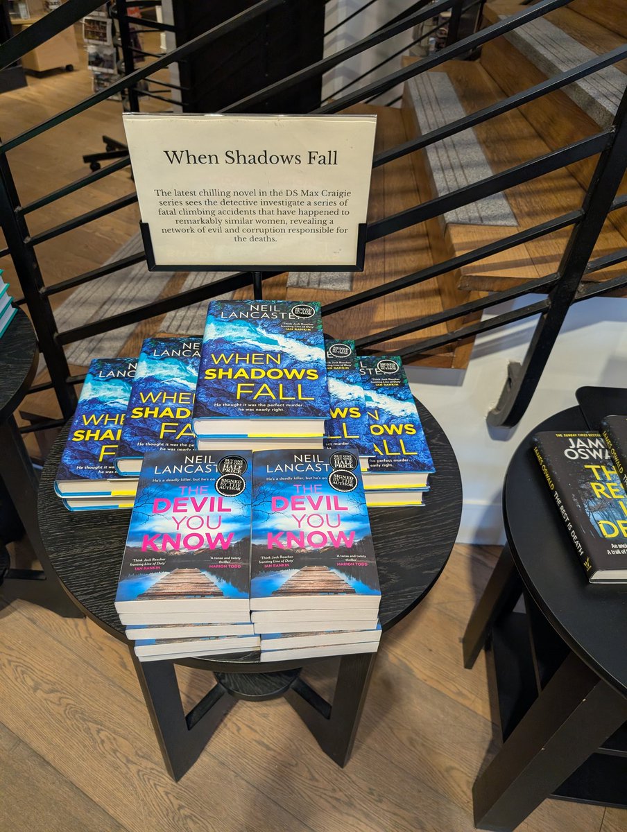 neillancaster66's tweet photo. Lots of signed copies of #WhenShadowsFall across lots of Waterstones at Toppings stores in Glasgow, Edinburgh and in-between!! https://t.co/LhMzIpMzxM