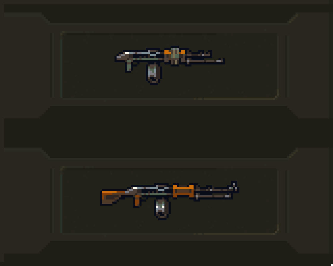 Scavland_'s tweet photo. One’s held together with duct tape and trauma.
The other’s fresh off the shelf.
Both shoot. (Probably.)

#pixelart #scavland https://t.co/PdP9A9ZTbN