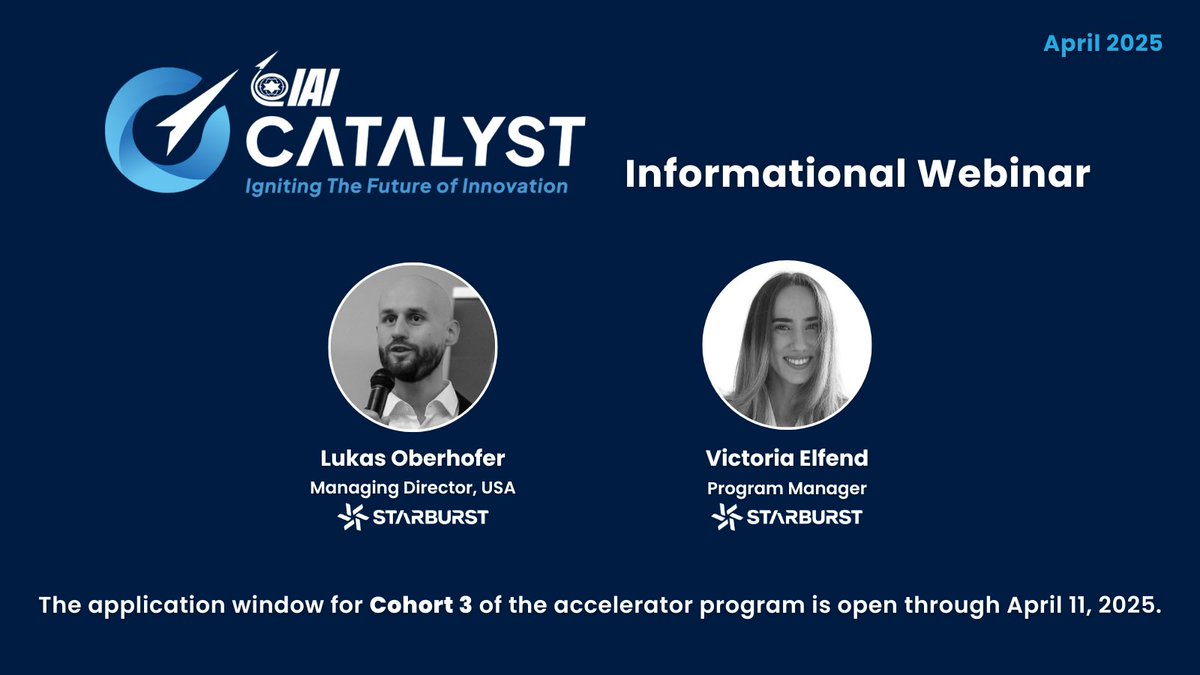 What sets IAI CATALYST apart from other accelerators? What are the benefits for participating startups? What are the details of the application &amp; acceptance process?

Get answers to these questions &amp; more by watching the latest Informational Webinar!

👉 bit.ly/3FW7RfD