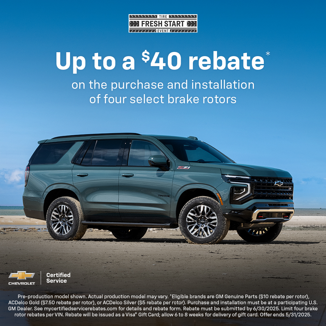 Take advantage of a $40 rebate on the purchase and installation of four select brake rotors during The Fresh Start Event!