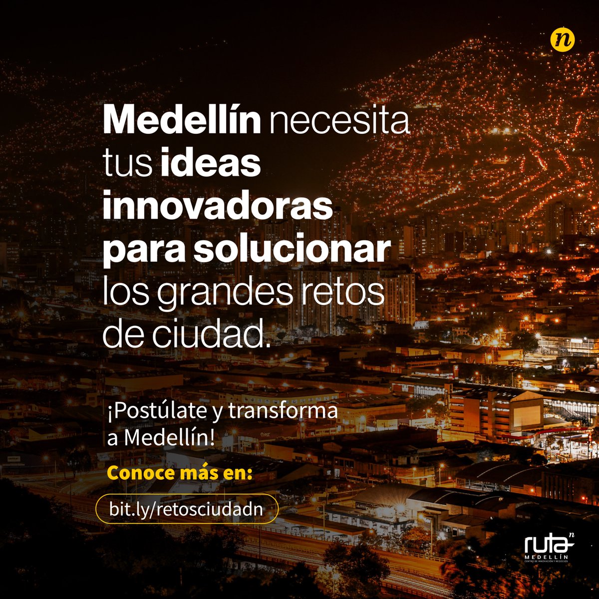 Ruta_N's tweet image. #Retos | ¡Acompáñanos a transformar a Medellín en un distrito inteligente! 💡

Lanzamos este espacio para conectar las necesidades reales de nuestra ciudad con soluciones innovadoras. Que cada reto sea una oportunidad para transformar nuestro entorno: info.rutanmedellin.org/retos-ciudad/