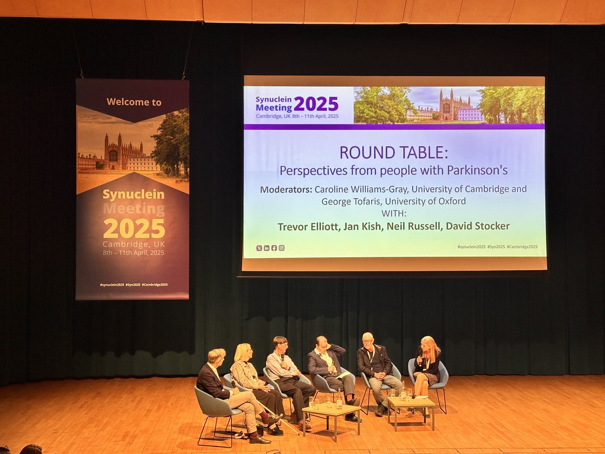 Round table at the Synuclein meeting in Cambridge with people with Parkinson’s on the first day. Great initiative from the organisers to give them a voice at this meeting. #Syn2025 #Parkinsons