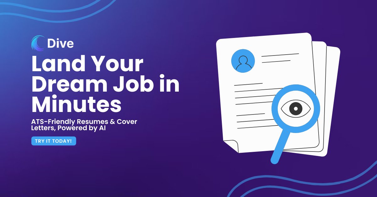 DiveTalent's tweet photo. Applying for jobs but getting ghosted? Your resume might be the problem.

Use AI to optimize your CV + cover letter and pass ATS filters fast. No fluff, just real results.

Get started → https://t.co/2hnlVUfkl5 https://t.co/Xe7S3LJSOi