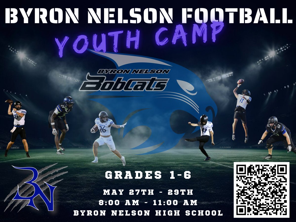 craig owen (@craig__owen) on Twitter photo Summer is comin', The Byron Nelson 1st-6th football camp is May 27-29, 8:00-11:00am. Spots are filling up fast. Scan the QR Code to Register
<a href="/Hughes_Hawks/">hughes_hawks</a>
<a href="/KayGrangerElem/">Granger Elementary</a>
<a href="/CoxElem/">CoxElem</a>
<a href="/BeckElem/">Samuel Beck Elementary</a>
<a href="/LakeviewES/">Lakeview Elementary</a>
<a href="/RoanokeRangers/">Roanoke Elementary</a>
<a href="/NISDAthletics/">NISD Athletics</a>
@BNHSFOOTBALL09 Summer is comin', The Byron Nelson 1st-6th football camp is May 27-29, 8:00-11:00am. Spots are filling up fast. Scan the QR Code to Register
<a href="/Hughes_Hawks/">hughes_hawks</a>
<a href="/KayGrangerElem/">Granger Elementary</a>
<a href="/CoxElem/">CoxElem</a>
<a href="/BeckElem/">Samuel Beck Elementary</a>
<a href="/LakeviewES/">Lakeview Elementary</a>
<a href="/RoanokeRangers/">Roanoke Elementary</a>
<a href="/NISDAthletics/">NISD Athletics</a>
@BNHSFOOTBALL09
