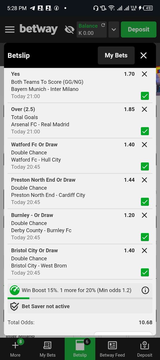 Ka fast one
I just placed a bet with Betway. Tap here to copy my bet or search for this booking code in the Multi Bet betslip 1A9E57DE betway.co.zm/sport/soccer?b…