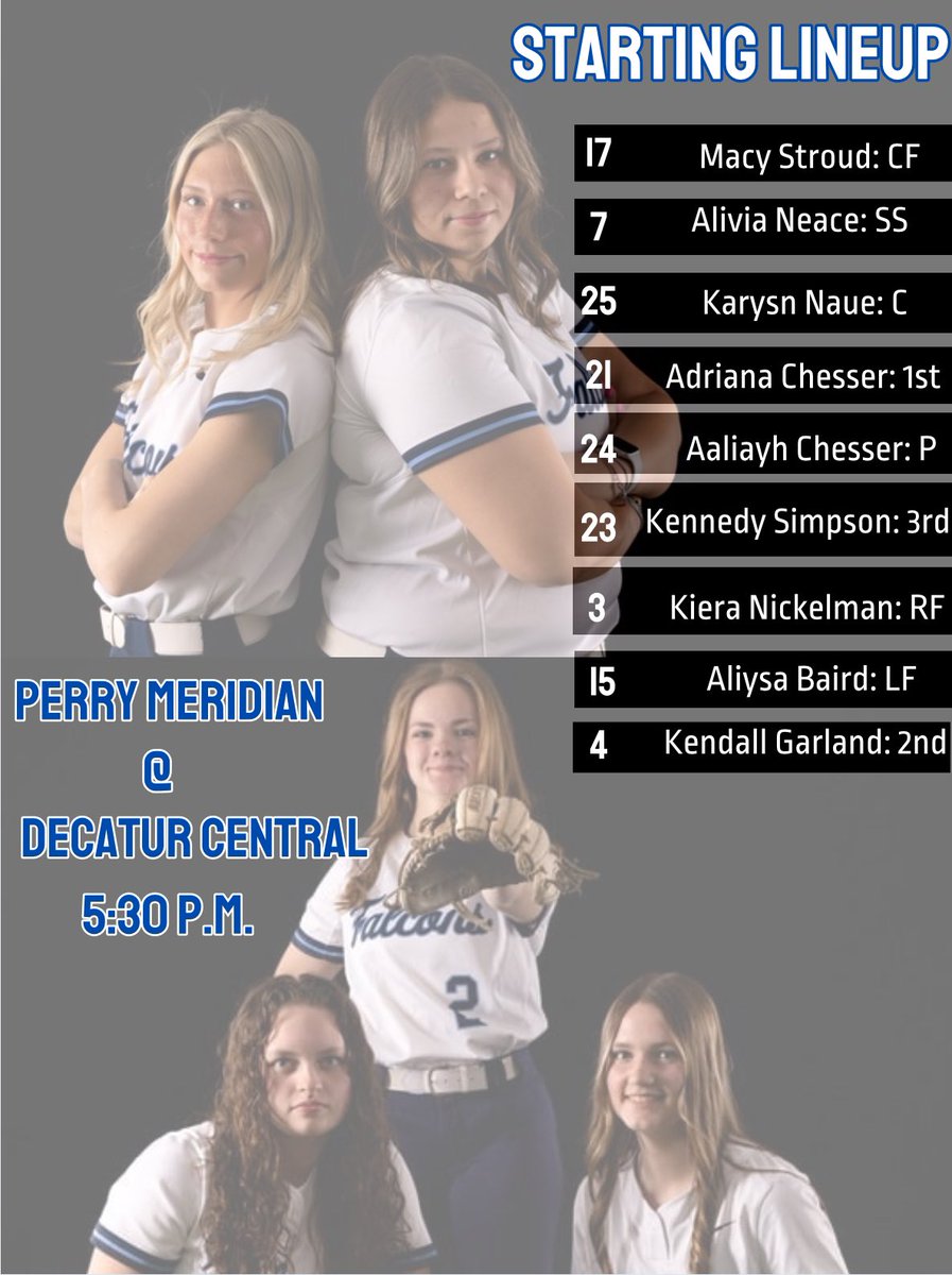 PMFalconSBall's tweet image. Starters for tonight’s conference opener at Decatur Central 🥎