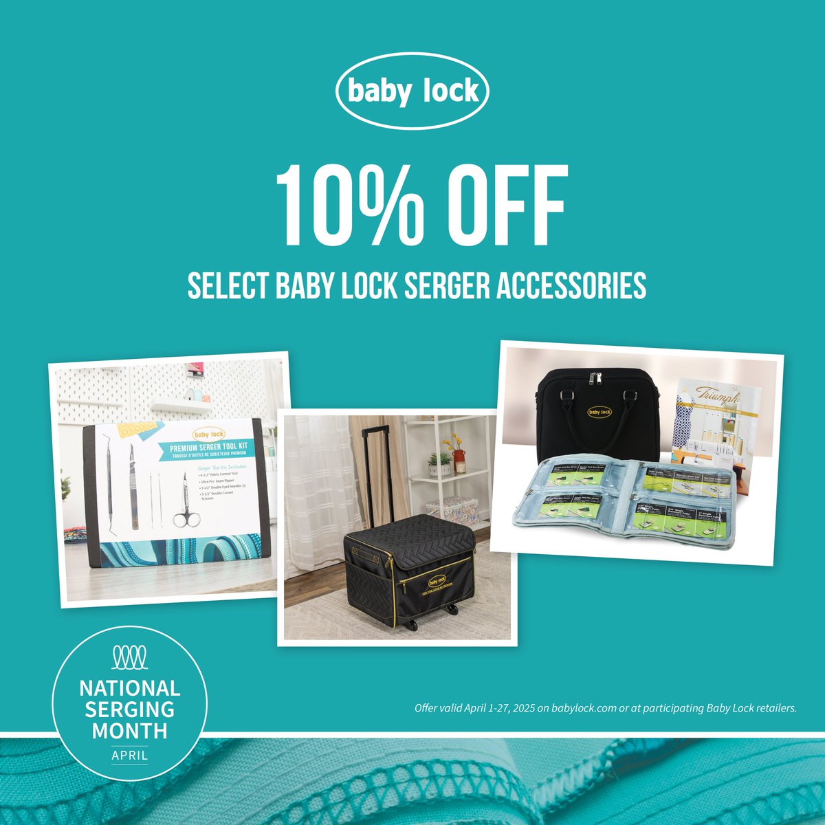 35thAvenueSew's tweet image. Baby Lock is celebrating National Serger Month! You'll find Select Serger Accessories are 10% Off, in-store and online.  And for 10% Off Select Serger Machines, visit us in-store!

tinyurl.com/45kzr23t

#serger #sergers #serging #babylock #babylockserger #nationalsergermonth