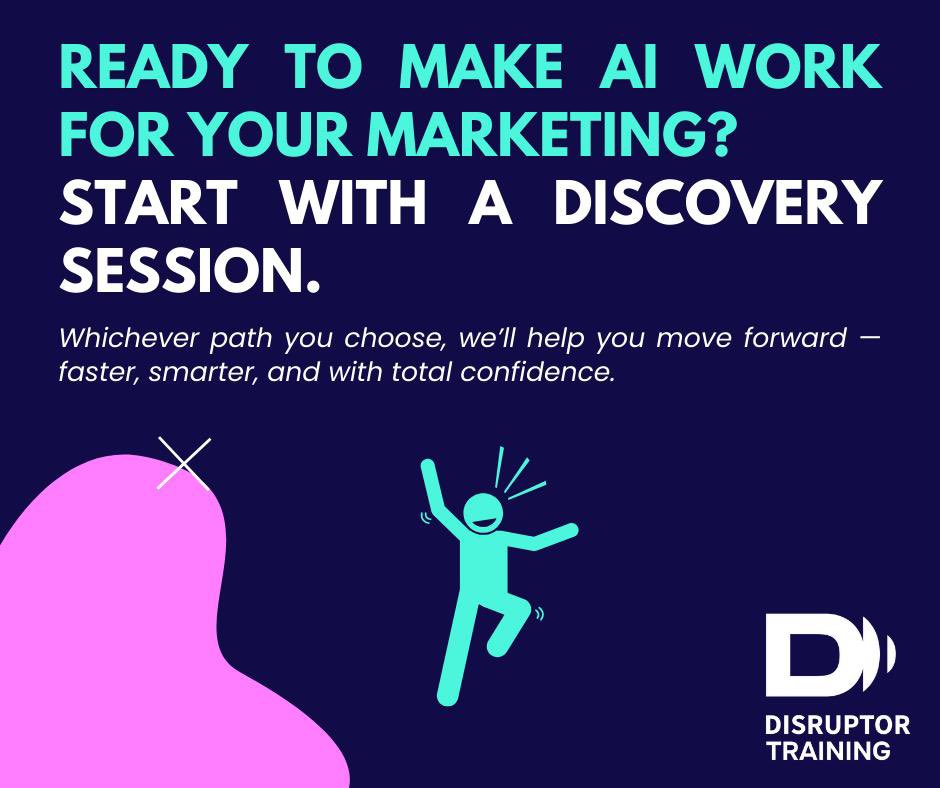 No time to upskill in AI marketing but know you need to?

Our 3-phase approach gives you the tools, strategy + support to implement AI confidently — with or without our help.

👉 Book a discovery session or DM to get started. #AIMarketing #MarketingStrategy
