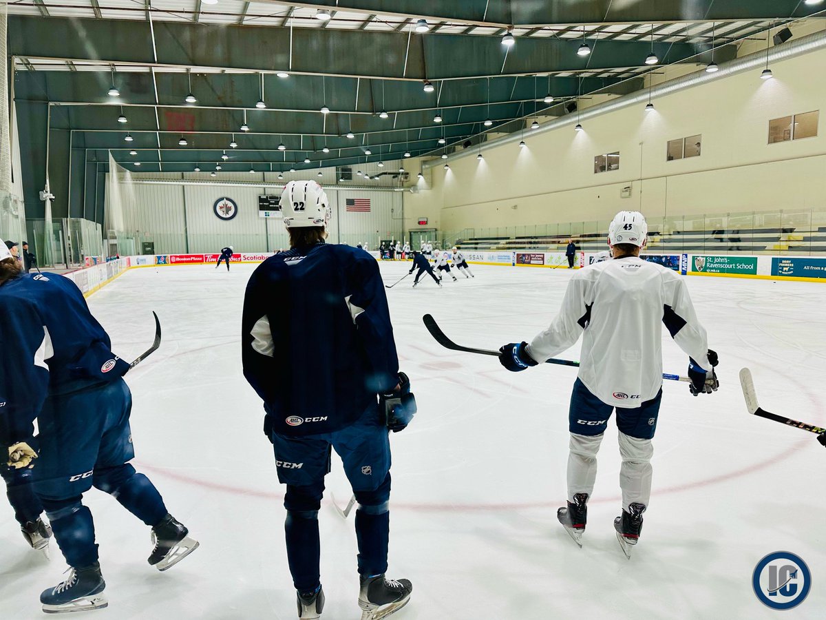 Jets prospect Kieron Walton wearing his customary (in junior) number 22 skating with his new Moose teammates for the first time.

illegalcurve.com/manitoba-moose…