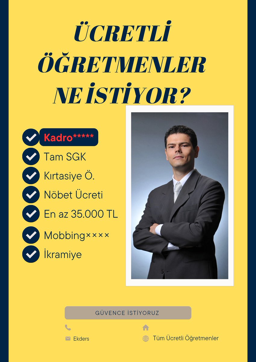 Ücretli Öğretmenler ülkenin en mağdur kesimidir.  Ücretli Öğretmenler ile ilgili Kanun teklifi verilmesini ve 10.000 Ücretli Öğretmenin atamasını talep ediyoruz. Tecrübeliyiz, puanımız var , eğitim fakültesi mezunuyuz. <a href="/RTErdogan/">Recep Tayyip Erdoğan</a> <a href="/Akparti/">AK Parti</a> <a href="/Yusuf__Tekin/">Yusuf Tekin</a>