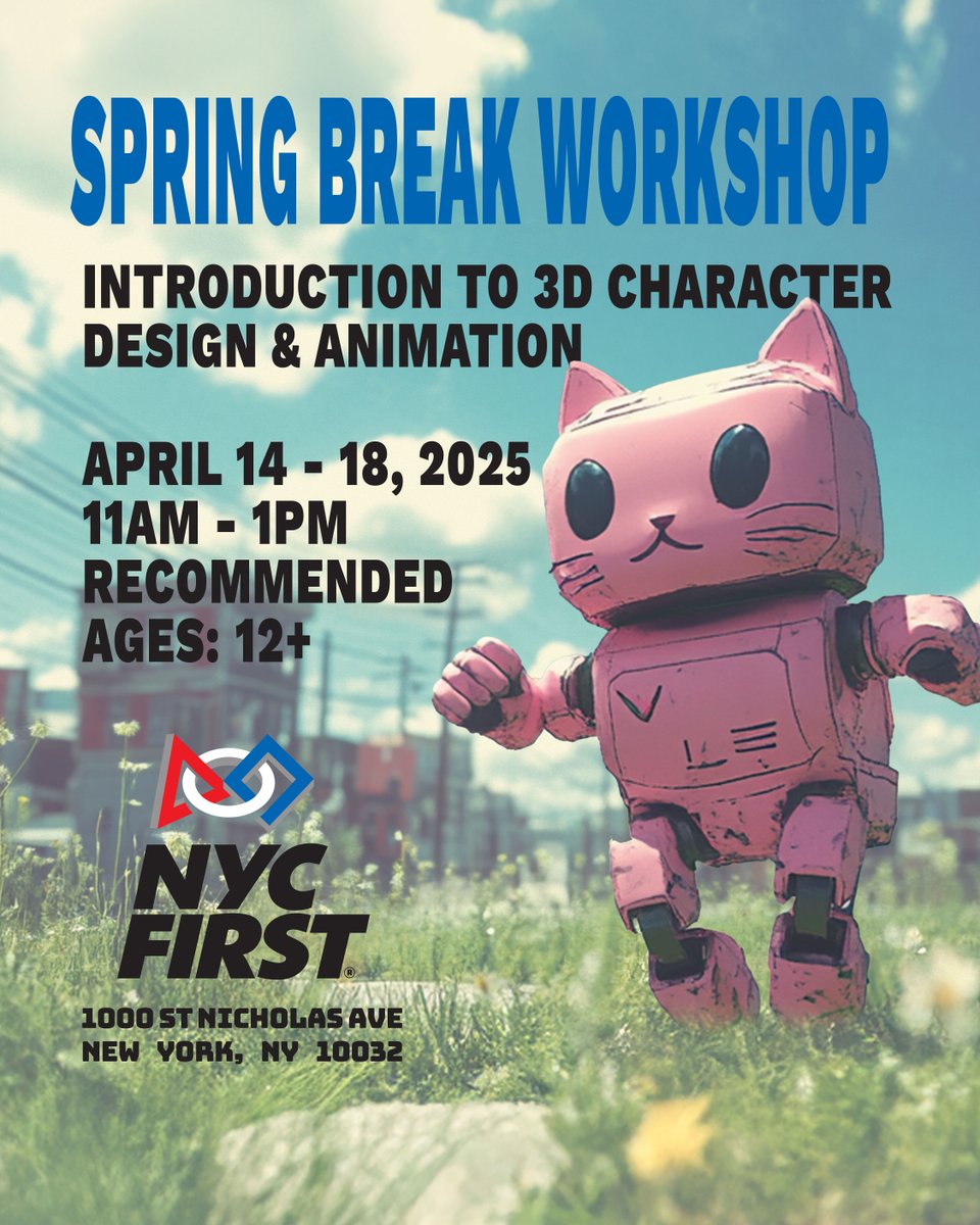 Join at the Washington Heights STEM Center over the 2025 Spring Break for a week long workshop in 3D character design &amp; animation! Tickets are available now on our EventBrite page.
ow.ly/gx7650VwJzA