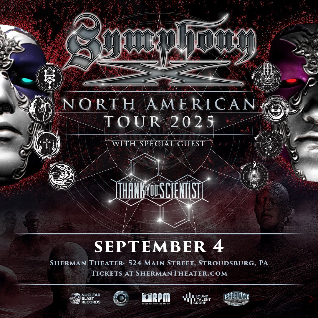 🚨ON SALE 🚨
<a href="/symphonyx/">Symphony X</a> is bringing their North American Tour 2025 to the Sherman stage with <a href="/TYScientist/">Thank You Scientist</a> on September 4!
🎫 bit.ly/SymphonyX2025ST